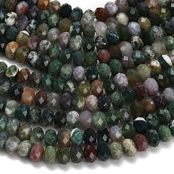 天然石インディアン瑪瑙ビーズ連売り  多面カット  ロンデル  8x5.5mm  穴：1.2mm  約69個/連  15.16''（38.5センチメートル）&nbsp;G-Z111-A29