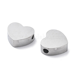 304ステンレススチールビーズ  ハート  ステンレス鋼色  7x8x2.5mm  穴：1.5mm&nbsp;STAS-P375-01P