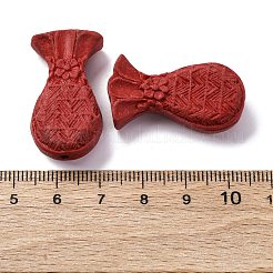 シナバービーズ  彫刻が施された漆器  花瓶  レッド  32x16.5x9.5mm  穴：2mm&nbsp;CARL-K001-25