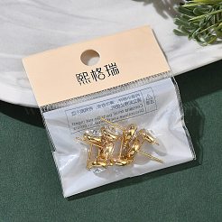 シェグレース 真鍮製ラインストーン フラットラウンドスタッドピアス金具  カドミウムフリー＆ニッケルフリー＆鉛フリー  カン付き  18KGP本金メッキ  10x8mm  穴：1.2mm&nbsp;XGR0099G-120G