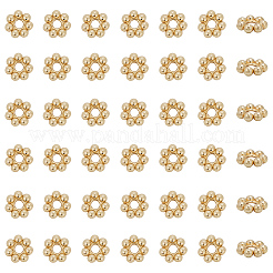 304ステンレススチールスペーサービーズ80個  花  粒状ビーズ  18KGP本金メッキ  3x1mm  穴：0.8mm&nbsp;STAS-BBC0008-27D-G
