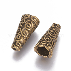 チベット風合金ビーズキャップ  コーン  花弁のない  ニッケルフリー  アンティークブロンズ  18x9mm  穴：1.6mm  内径：5mm&nbsp;TIBE-L003-005AB-NF
