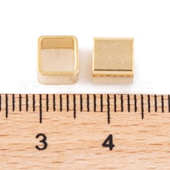 304ステンレススチールヨーロピアンビーズ  大穴ビーズ  キューブ  ゴールドカラー  6x6x6mm  穴：5x5mm&nbsp;FIND-Q103-05B-G