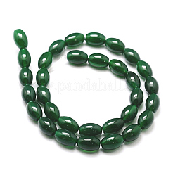 天然グリーンオニキスgateビーズ連売り  染め＆加熱  ライス  濃い緑  11.5~12x7.5~8mm  穴：1.2mm  約33個/連  14インチ&nbsp;G-G877A-A05