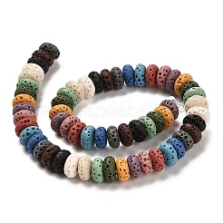 天然溶岩石染めビーズ連売り  ロンデル  カラフル  6x3mm  穴：1.2mm  約58個/連  7.87インチ（20cm）&nbsp;G-L586-B01-05