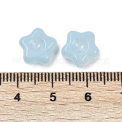 透明ガラスビーズ  スター  焼き付け塗料  ライトブルー  10.5x11x5mm  穴：1mm&nbsp;DGLA-E004-12C