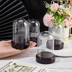 プラスチックドームカバー  装飾ショーケース  アクリルイミテーションウッドベースのクローシュベルジャーテラリウム  プリザーブドフラワーのDIYギフトに  透明  70.5x107mm&nbsp;GLAA-WH0038-04B
