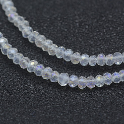 電気メッキガラスビーズセット  ABカラーメッキ  多面カット  ロンデル  クリアAB  2.5x1.5mm  穴：0.5mm  約135~140個/連  26~27cm&nbsp;X-EGLA-J144-AB-A01