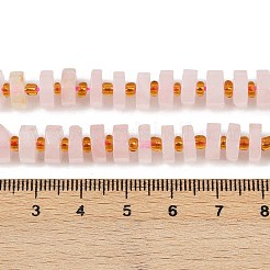 天然石ローズクォーツビーズ連売り  多面カット  ディスク  ヒシビーズ  シードビーズで  8x2.5~4.5mm  穴：1mm  約74~75個/連  15.47~15.55''（39.3~39.5センチメートル）&nbsp;G-F796-A02-01