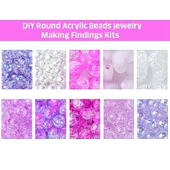 DIY ラウンド アクリル ビーズ ジュエリー作り ファインディング キット  パープル  4~16x4~17x4~10.5mm  穴：1~2.5mm&nbsp;DIY-FS0007-04