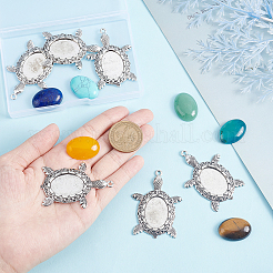 タートル宝石ペンダントのDIYキット  合金ペンダントカボションカットを含む  楕円形の宝石カボション  12個/箱&nbsp;DIY-SC0019-06