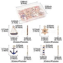36個9スタイルアロイエナメルペンダント  ネイビースタイル  混合図形  ミックスカラー  18x5~15x1.5mm  穴：1.8mm  4個/スタイル&nbsp;ENAM-FS0002-83