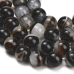 天然石瑪瑙ビーズ連売り  染め＆加熱  スムーズなラウンド  ブラック  13.5~14.5mm  穴：1.2~1.4mm  約29個/連  15.94''（40.5センチメートル）&nbsp;GG-L001-L02-03B