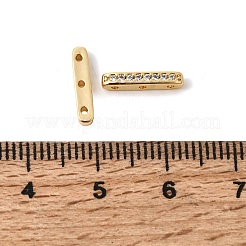 真鍮マイクロパヴェクリアキュービックジルコニアスペーサーバー  3穴  長方形  18KGP本金メッキ  12x2.5x2mm  穴：0.8mm&nbsp;KK-Z149-01G