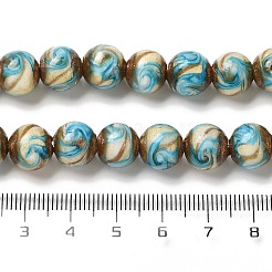 ゴールドサンドランプワークビーズ連売り  ラウンド  ディープスカイブルー  10mm  穴：1.6mm  約50個/連  18.31''（46.5センチメートル）&nbsp;LAMP-E036-06D