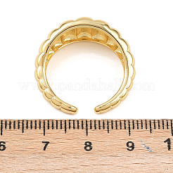 女性用真鍮カフリング  リブ付き指輪  長持ちメッキ  ラックめっき  18KGP本金メッキ  10.5mm  調整可能&nbsp;RJEW-Z113-14G