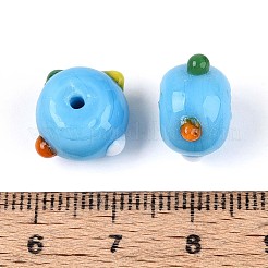 手作りのランプワークの凹凸のあるビーズ  ドーナツ  ディープスカイブルー  11~15.5x8.5~9.5mm  穴：1~1.8mm&nbsp;LAMP-ZX003-07-04