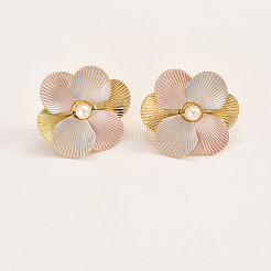 デートやバレンタインデーのギフトに最適な、甘い亜鉛合金の花のスタッドピアス  ゴールドカラー  30x30mm&nbsp;WA0186