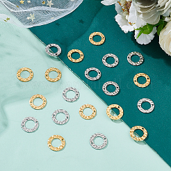 60個2色304ステンレススチールコネクタチャーム  プリーツリング  ゴールデン·ステンレス鋼色  15x1mm  穴：1.4mm  30個/カラー&nbsp;STAS-PH0005-12