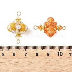 手作りの磁器、ガラス、シードビーズのリンクコネクターチャーム  ランタンリンク  ミックスカラー  29x18mm  穴：2mm&nbsp;PALLOY-MZ01367