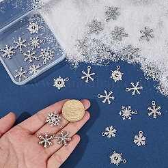 32pcs8スタイルアロイラインストーンペンダント  スノーフレークチャーム  プラチナ  18~22x14~17x2~3mm  穴：1.6~2mm  4個/スタイル&nbsp;ALRI-SC0001-59