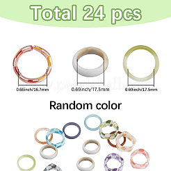 女性用樹脂＆アクリル指輪 3スタイル  ミックスカラー  usサイズ7 1/4(17.5mm)&nbsp;RJEW-SC0001-23