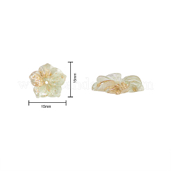 30本5色透明樹脂カボション  金箔  花  ミックスカラー  15x15mm&nbsp;RESI-CJ0001-186
