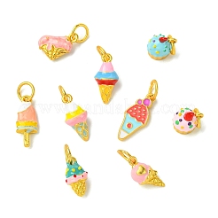 9個9スタイルアロイエナメルペンダント  丸カン付き  ゴールドカラー  アイスクリームとケーキのチャーム  ミックスカラー  14.5~21x7.5~10.5x2.5~8.5mm  穴：5mm  1個/スタイル&nbsp;FIND-CJ0005-17