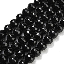 天然石オブシディアンビーズ連売り  多面カット  ラウンド  8mm  穴：1mm  約47~48個/連  15.16''（38.5センチメートル）&nbsp;G-C280-B11-8mm