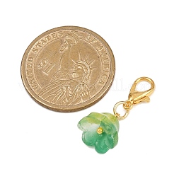 透明なガラスの花のペンダント装飾  亜鉛合金カニカン付き  ミックスカラー  25.5mm  12個/セット&nbsp;HJEW-JM04146