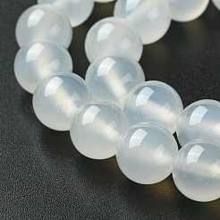 天然なホワイトアゲート丸ビーズ連売り  10mm  穴：1mm  約38個/連  14.57~14.76インチ（37~37.5cm）&nbsp;G-N0151-10-10mm