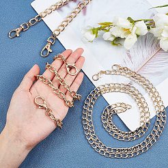 3スタイルアルミチェーンバッグストラップ3個  合金リングとスイベルクラスプ付き  バッグ交換用アクセサリー  ライトゴールド  3スタイル/セット&nbsp;FIND-WR0002-71