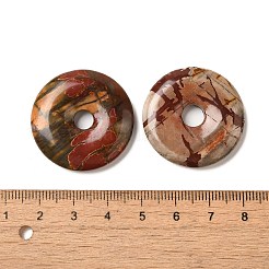 天然多色碧玉/ピカソストーン/ピカソ碧玉ペンダント  ドーナツ/円盤チャーム  30x6mm  穴：6mm&nbsp;G-L528-19