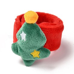 クリスマススラップブレスレット  子供と大人のクリスマスパーティーのためのスナップブレスレット  クリスマスツリー  グリーン  24.5x2.5x0.2cm&nbsp;BJEW-B012-04