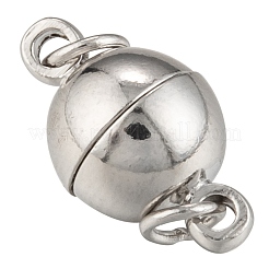 プラチナ真鍮製ループ付きマグネットクラスプ  ニッケルフリー  14x8mm  穴：2mm  丸カン：4x0.7ミリ&nbsp;X-KK-MC020-NF