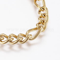 304ステンレススチールチェーンアンクレット  カニカン付き  ゴールドカラー  8-5/8インチ（220mm）x6mm&nbsp;AJEW-I039-03G