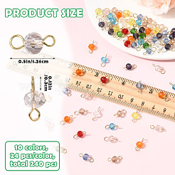 10色ガラスコネクターチャーム240個。  304ステンレススチール製金具付き  ミックスカラー  12.6mm  穴：3mm  24個/カラー&nbsp;PALLOY-SW00087