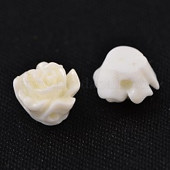 樹脂ビーズ  花  ホワイト  6x4mm  穴：1mm&nbsp;X-RESI-B3455-A01