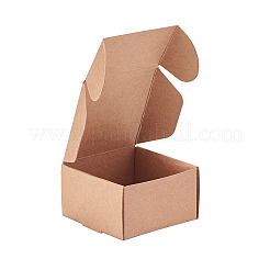 クラフト紙箱  折りたたみボックス  正方形  淡い茶色  6.2x6.2x3.5cm&nbsp;LS-CON-WH0036-01