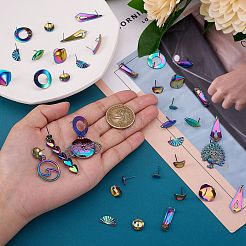 見つけるキットを作るDIYイヤリング  304ステンレススチールスタッドピアス金具と丸カンを含む  プラスチック＆シリコンイヤーナット  虹色  116個/箱&nbsp;DIY-SZ0008-25