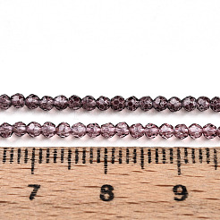 透明なグラデーションカラーのガラスビーズ連売り  多面カットラウンド  ココナッツブラウン  2mm  穴：0.8mm  約160~178個/連  13.58 ~14.17インチ（34.5~36cm）&nbsp;GLAA-H021-01A-22