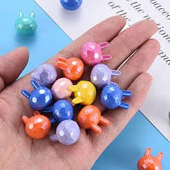 真珠色の不透明なアクリルビーズ  多面カット  片穴  兎  ミックスカラー  19x16.5x15mm  穴：3.5mm&nbsp;MACR-S373-40I