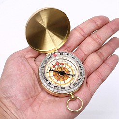 真鍮製蓄光コンパス  アクリルガラス  ゴールドカラー  70~120x50x12~15mm&nbsp;WACH-I0018-1