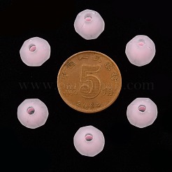 透明なアクリルビーズ  二層ビーズ  艶消し  多面カット  ラウンド  ピンク  9.5x9.5mm  穴：2mm  約1041個/500g&nbsp;TACR-S152-04C-SS2112