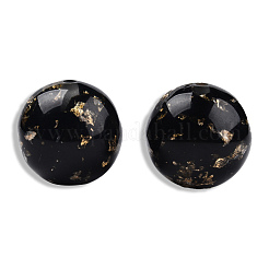 オペーク樹脂ビーズ  金箔  ラウンド  ブラック  20mm  穴：2~2.4mm&nbsp;RESI-N034-22-W05