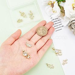 8個8スタイル真鍮製マイクロパヴェクリアキュービックジルコニアペンダント  女の子か男の子  18KGP本金メッキ  14~23x9.5~17x2~6mm  穴：3~4mm  1個/スタイル&nbsp;ZIRC-FH0001-25
