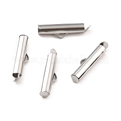 変色しない304ステンレススチール製スライドエンドクラスプチューブ  スライダエンドキャップ  ステンレス鋼色  20x6x4mm  穴：3.5mm  内径：3mm&nbsp;X-STAS-C044-08B-P