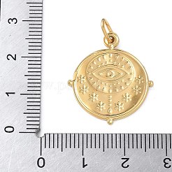 304ステンレススチールエナメルペンダント  丸カン付き  ゴールドカラー  アイ模様を有する平坦な円形  ホワイト  24x21x1.5mm  穴：5x2.5mm&nbsp;LS-STAS-G353-02G-03