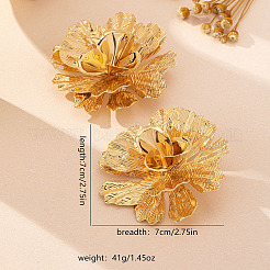 合金スタンドピアス  花  ゴールドカラー  70x70mm&nbsp;FS-WG7F567-01
