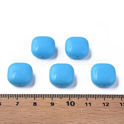 不透明なアクリルビーズ  正方形  ディープスカイブルー  15x15x7.5mm  穴：1.2mm  約375個/500g&nbsp;MACR-S373-147-A09